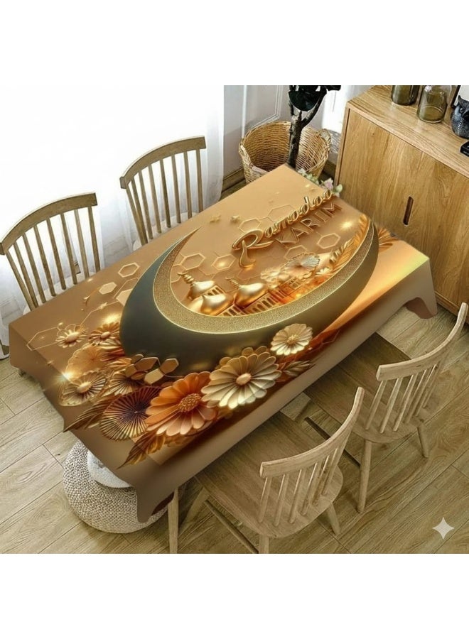 مفرش سفره رمضان جلد تقيل فنيه طاولة رمضان كريم مقاس 80*130 سم